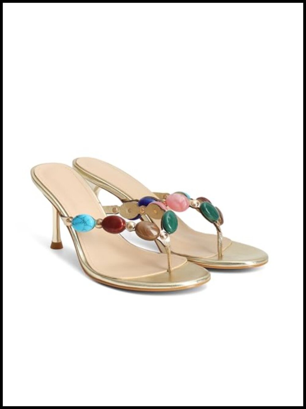 Jeweled Stiletto Heeled Sandals Slip On Open Toe Party Mules